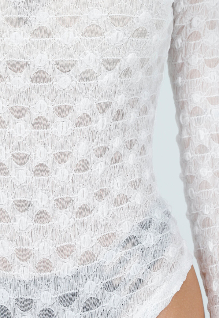 Witte Mesh Body met Lange Mouwen