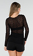 Zwarte Kanten Top met Splitten