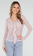Lichtroze Kanten Top met Ruches en Stretch
