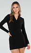 Zwarte Overslag Top met Lange Mouwen en Stretch
