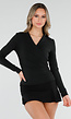Zwarte Overslag Top met Lange Mouwen en Stretch