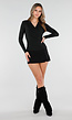 Zwarte Overslag Top met Lange Mouwen en Stretch