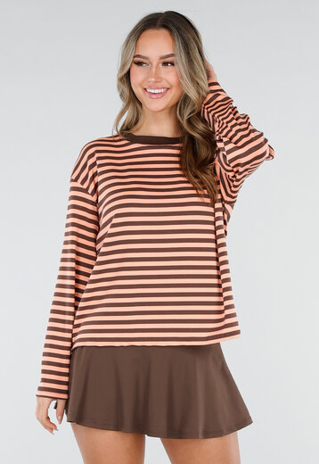 Bruin Oranje Gestreepte Longsleeve