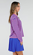 Roze en Blauw Gestreepte Top met Lange Mouwen en Stretch