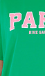 Groen T Shirt met Roze Paris Opdruk