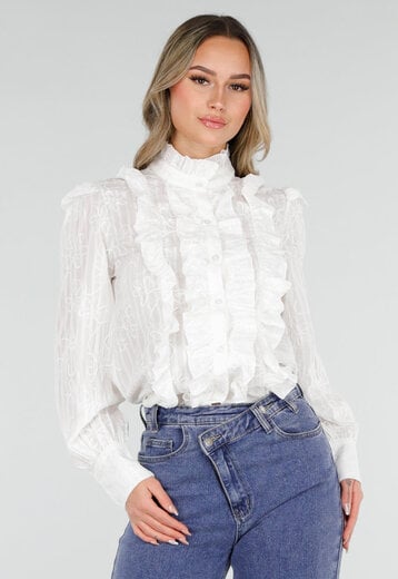 Witte Blouse met Ruches