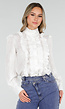 Witte Blouse met Ruches en Lange Mouwen