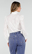 Witte Blouse met Ruches en Lange Mouwen