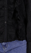 Zwarte Blouse met Ruches en Lange Mouwen