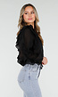 Zwarte Chiffon Blouse met Ruches