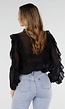 Zwarte Chiffon Blouse met Ruches