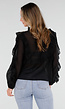 Zwarte Chiffon Blouse met Ruches