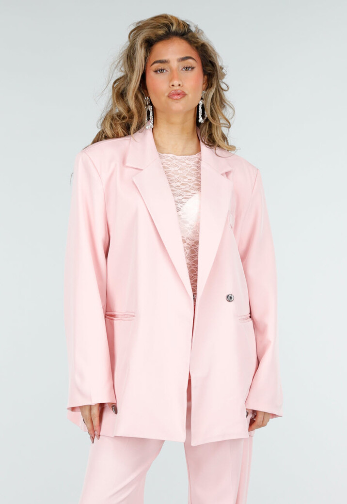 Lichtroze Oversized Asymmetrische Blazer