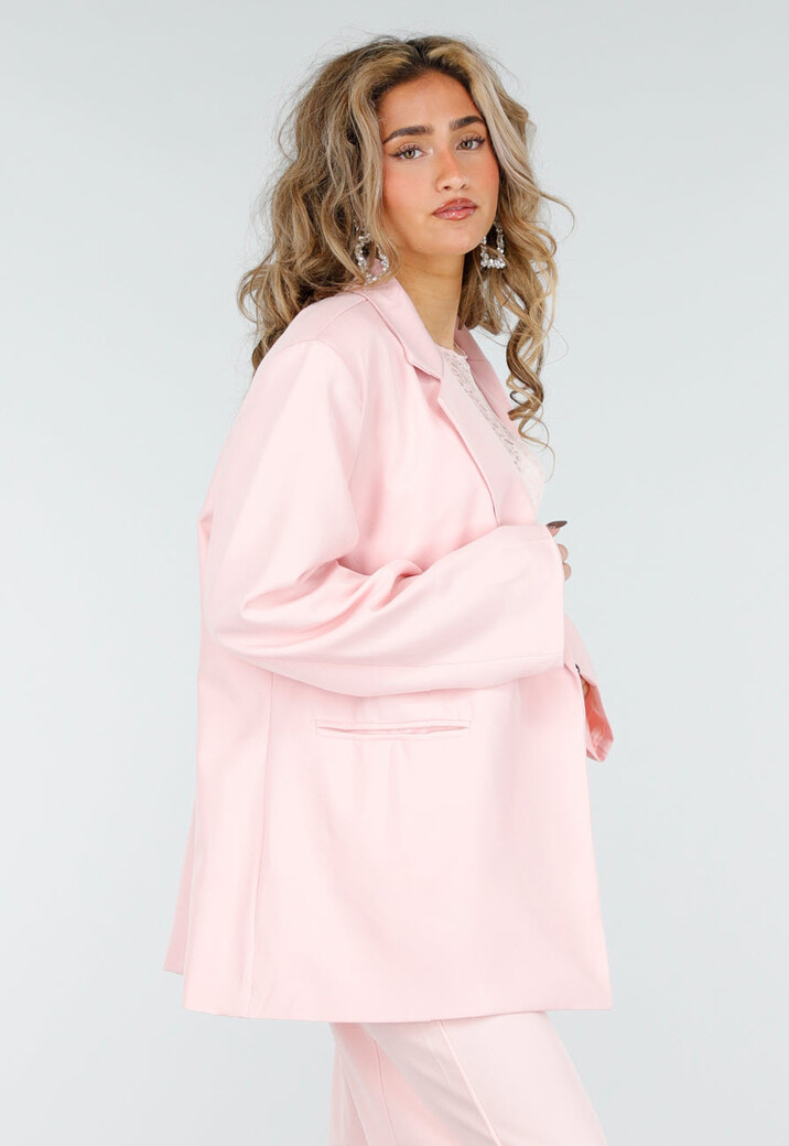 Lichtroze Oversized Asymmetrische Blazer