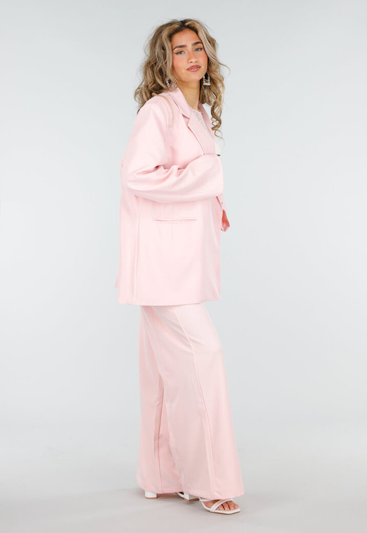 Lichtroze Oversized Asymmetrische Blazer