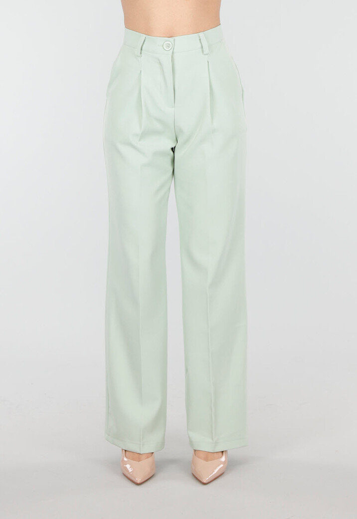 Mintgroene Wide Leg Pantalon