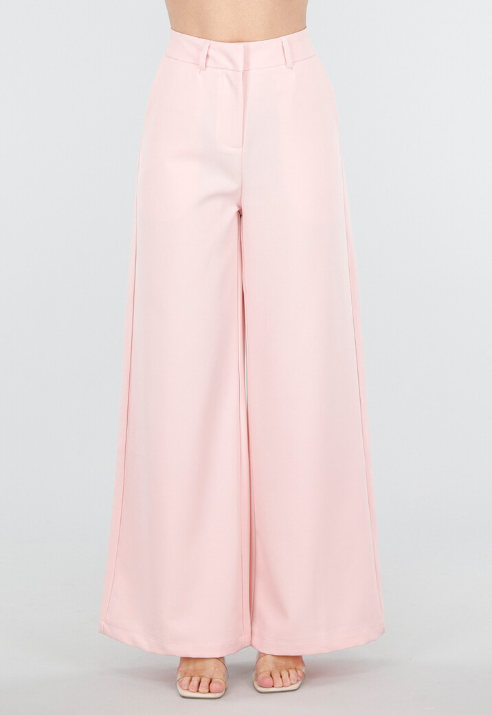 Lichtroze High Waist Wide Leg Pantalon