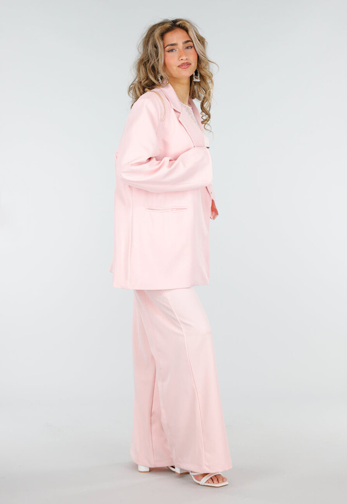 Lichtroze High Waist Wide Leg Pantalon