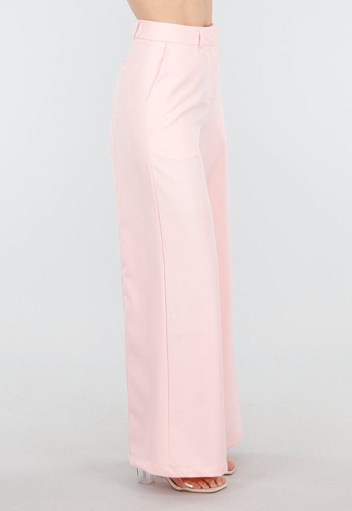 Lichtroze High Waist Wide Leg Pantalon