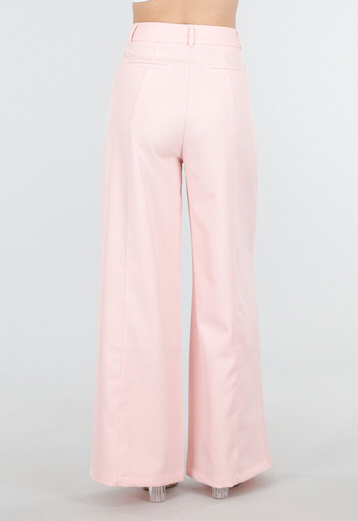 Lichtroze High Waist Wide Leg Pantalon