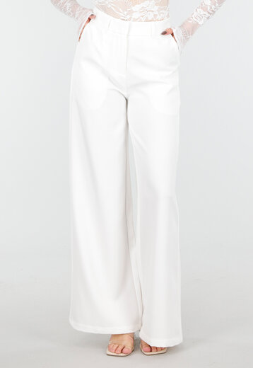 Witte High Waist Wide Leg Pantalon