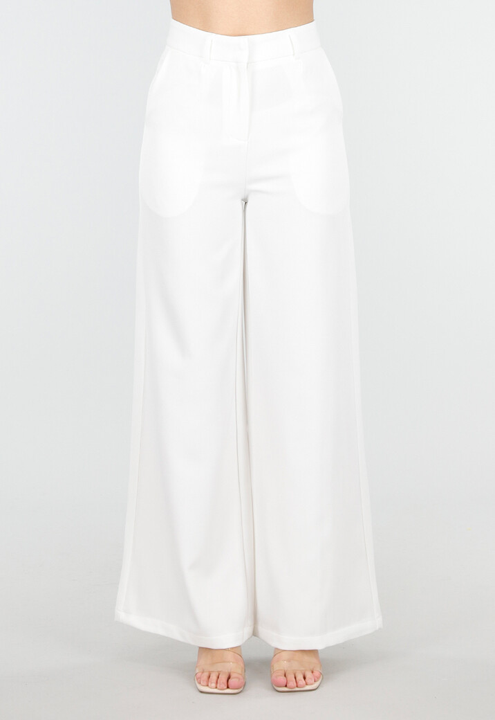 Witte High Waist Wide Leg Pantalon