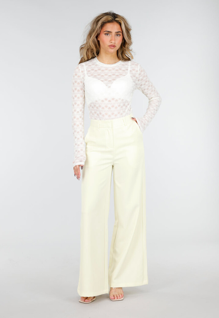 Lichtgele High Waist Wide Leg Pantalon