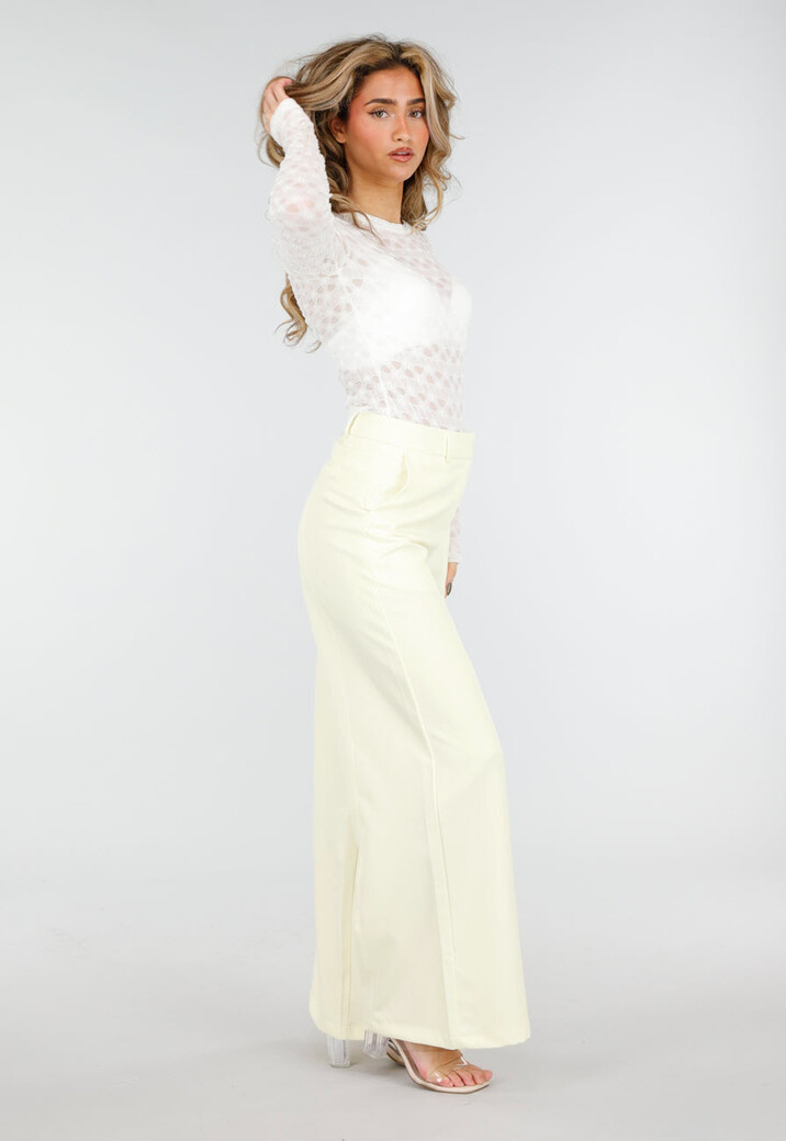 Lichtgele High Waist Wide Leg Pantalon