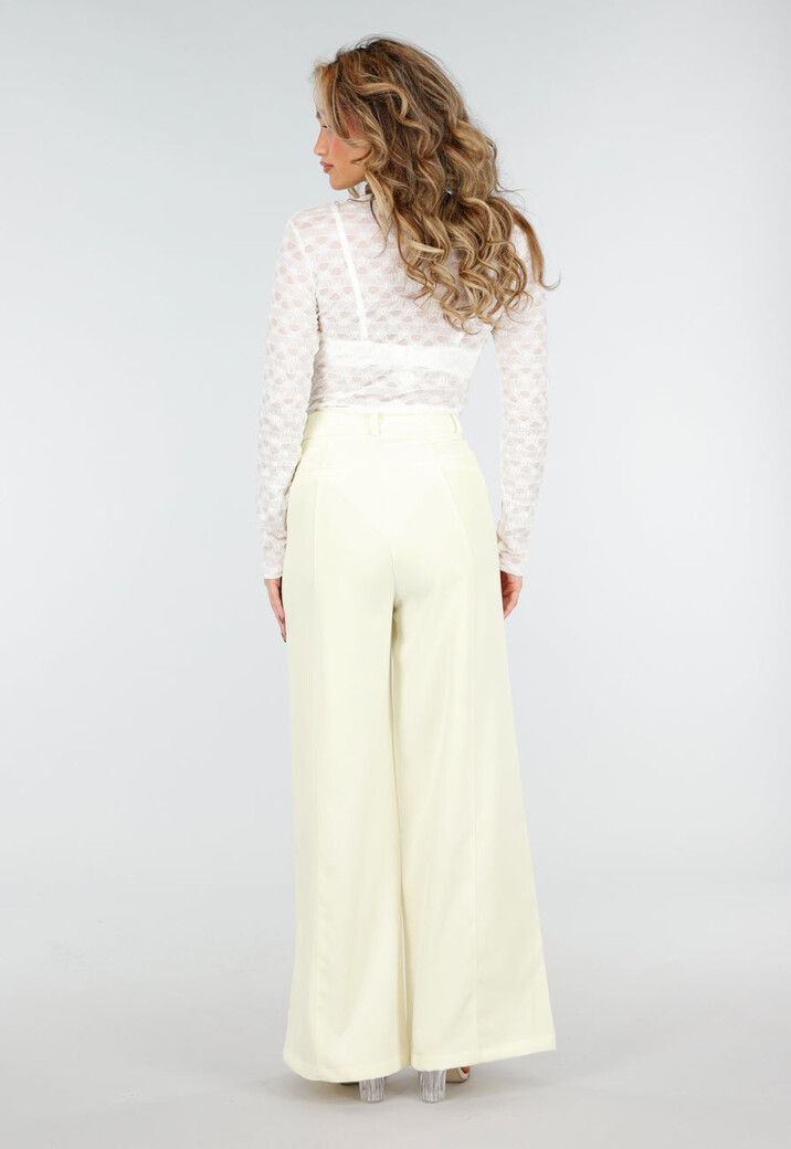 Lichtgele High Waist Wide Leg Pantalon