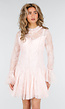 Lichtroze Kanten Jurk met Lange Mouwen