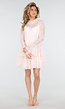 Lichtroze Kanten Jurk met Lange Mouwen