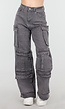 Grijze Cargo Broek met Strass Steentjes