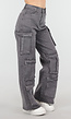 Grijze Cargo Broek met Strass Steentjes