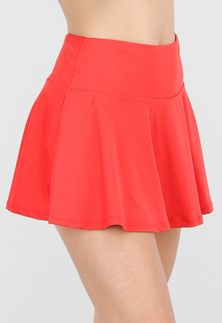 Rode Geplooide Stretch Skort