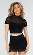 Zwarte Mesh Top met Ingewerkte Pads en Stretch