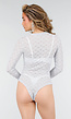 Lichtblauwe Mesh Body met Lange Mouwen met Stretch