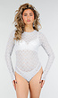 Lichtblauwe Mesh Body met Lange Mouwen met Stretch