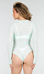 Mintgroene Mesh Body met Lange Mouwen met Stretch