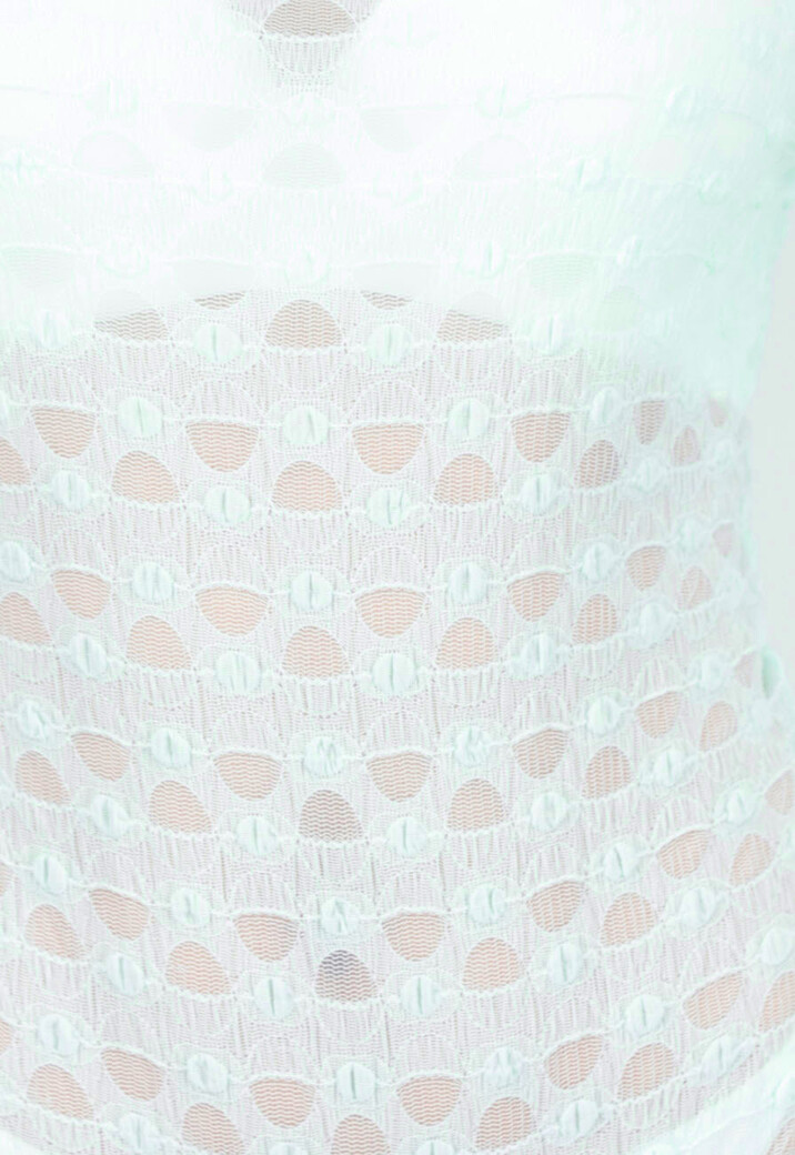 Mintgroene Mesh Body met Lange Mouwen met Stretch