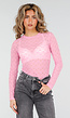 Roze Mesh Body met Lange Mouwen met Stretch