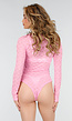 Roze Mesh Body met Lange Mouwen met Stretch