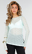 Mintgroene Kanten Top met Lange Mouwen en Stretch
