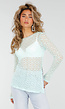 Mintgroene Kanten Top met Lange Mouwen en Stretch