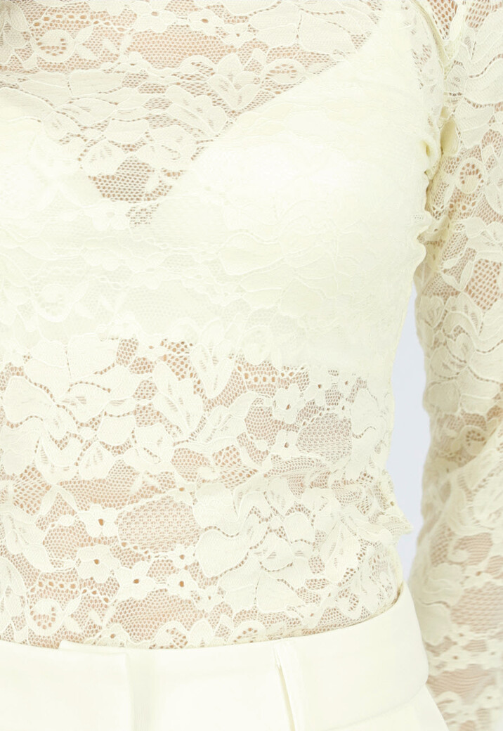 Lichtgele Kanten Col Top met Stretch