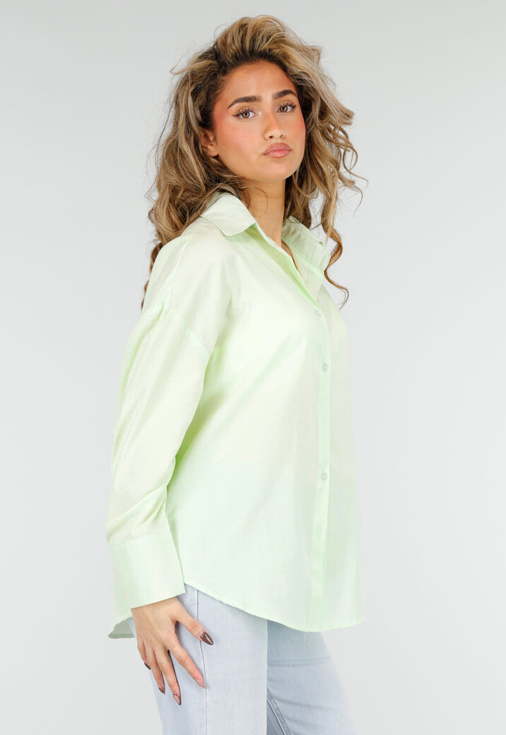 Mintgroene Blouse met Knoopsluiting