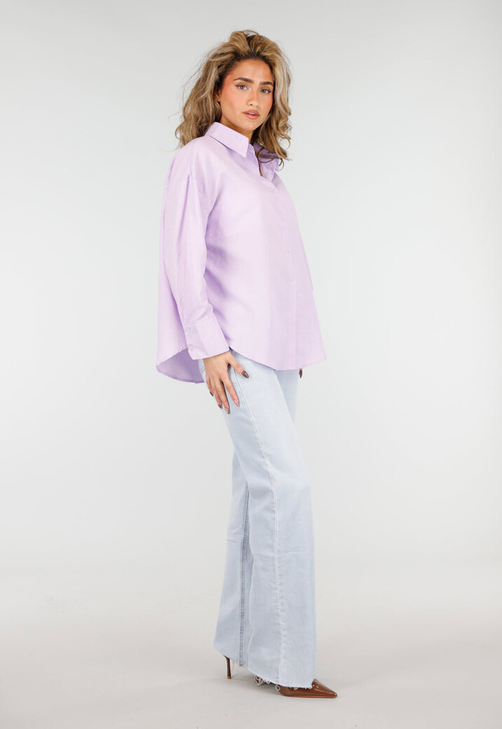 Lila Katoenen Blouse met Knoopsluiting