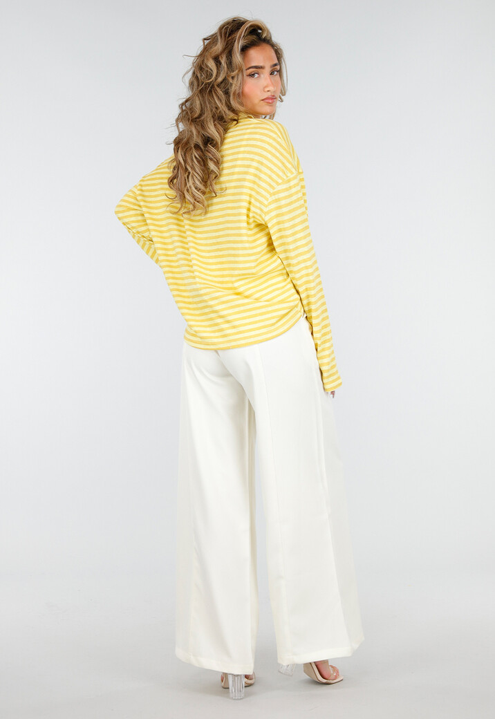 Butter Yellow Gestreepte Polo Longsleeve