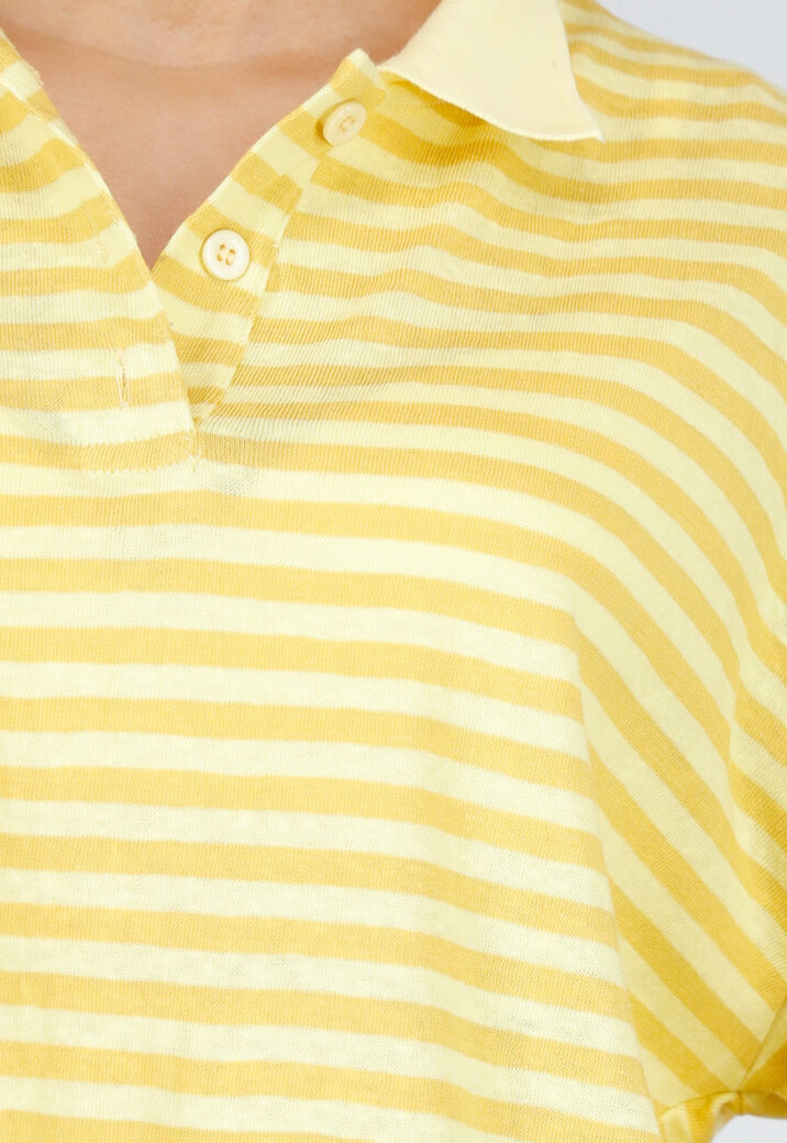 Butter Yellow Gestreepte Polo Longsleeve