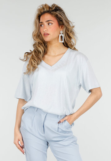 Lichtblauw V-Hals T-Shirt
