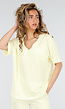 Lichtgeel V Hals T Shirt van Katoen